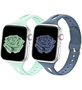 Bandiction 2 Pack Sport Slim Bands Compatible with Apple Watch Bands 38mm 40mm 41mm 42mm 44mm 45m...