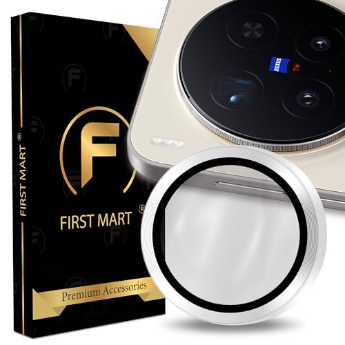 Image of FIRST MART Silver Camera Ring Guard Protector for Vivo X300 Pro | Tempered Glass with Metal Alloy Rings, HD Clear, Scratch Resistant, Case-Friendly | Pack of 1