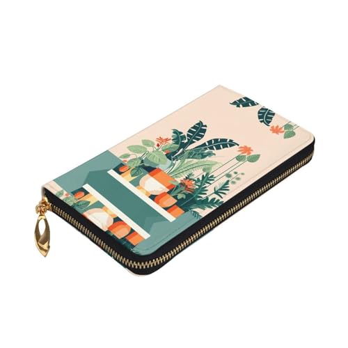 Cartoon small green plant Long Clutch Wallet for Fashionable Women - Lightweight, Durable, Personalized, and Stylish3