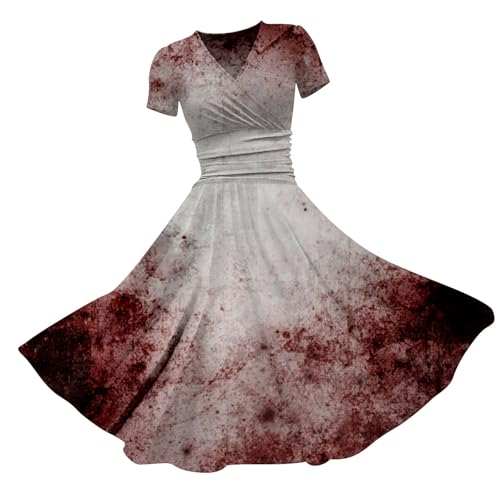 Womens Dead Bride Bloody Dress 2025 Halloween Horror Graphic Zombie Vampire Cocktail Party Swing Dress A Line Scary Costumes Vintage Cosplay Novelty Festival Outfits