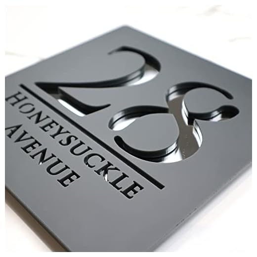 K Smart Sign | Bellissima S1 | 180mm x 180mm | Grey & Chrome 3d Laser Cut Contemporary house sign door number plaque address signs