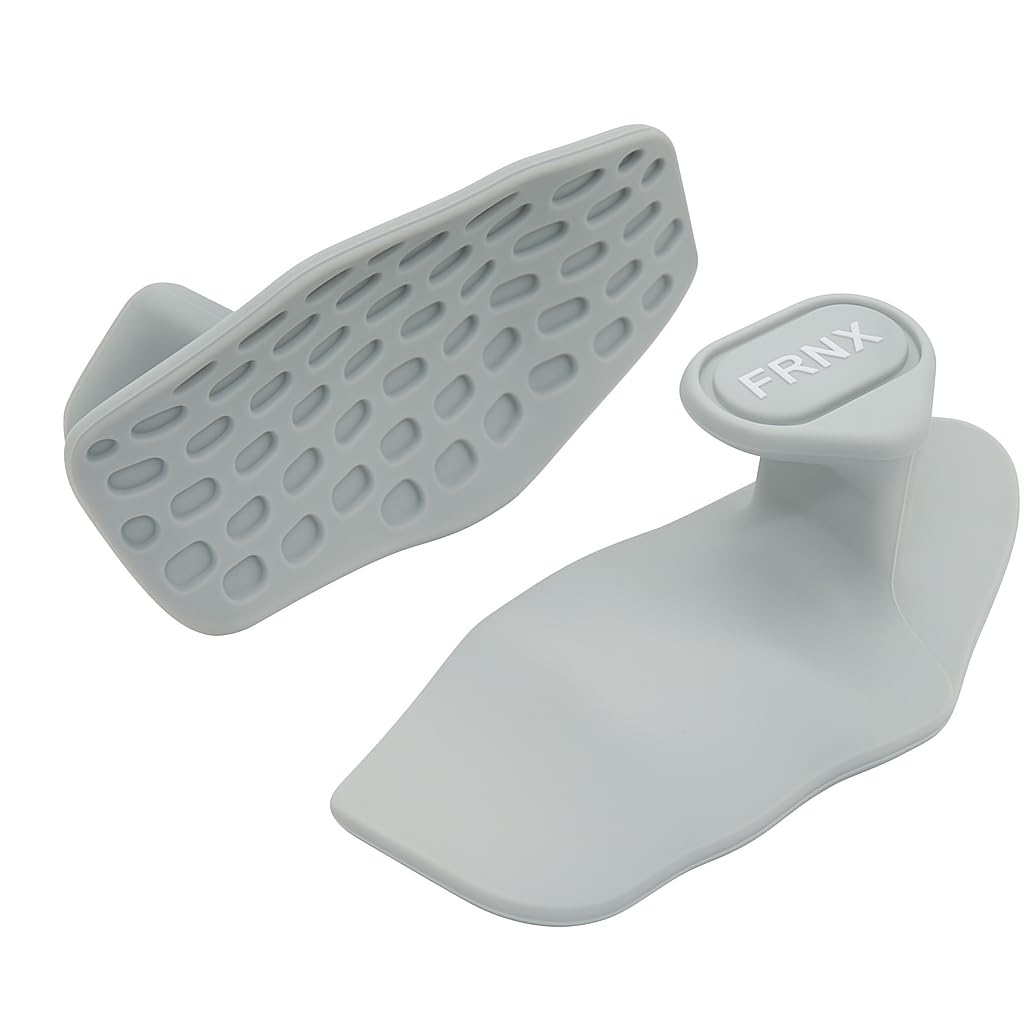 FRNX Weightlifting Hand Grip Pads – Non-Slip Ergonomic Palm Support & Callus Protection – 2 Pack (Black & Grey, Unisex) (Grey)