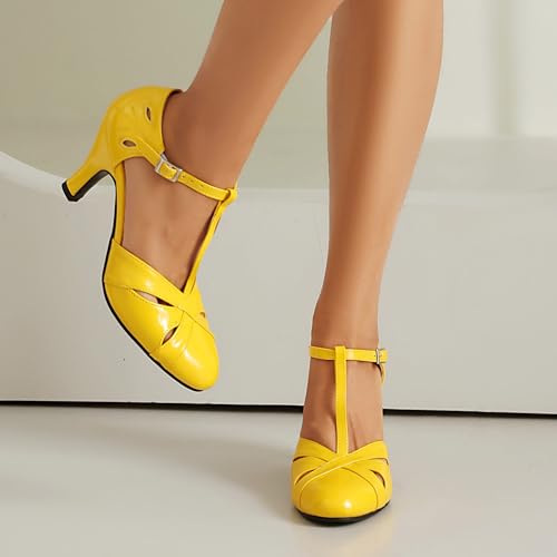 Women's Mary Jane Close Round Toe 1950 Vintage 1920s Heels Retro 1930s Victorian Pumps 1940s Patent Leather Shoes3