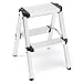 TNIU Échelle Échelle 150Kg Échelle Pliante Charge Maximale Échelle De Tabouret À 2 Marches Échelle Antidérapante Échelle en Aluminium Escabeau