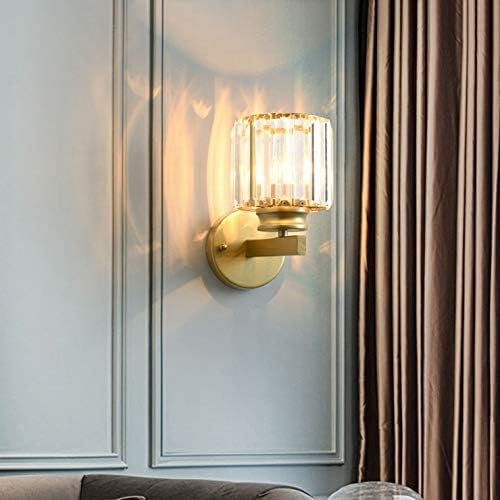 LED Wall Sconces Surfaced Mount Hotel Bedroom Bedside Reading Light Fixture E27 Bulb Replaceable Crystal Gold