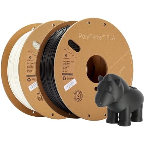 Polymaker Matte PLA Filament 1.75mm Bundle, 2x1kg Black White PLA 3D Printer Filament Bundle - PolyTerra Matte PLA Filament 1.75mm Bundle 2 Rolls PLA Filament Pack Cover