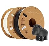 Polymaker Matte PLA Filament Bundle 1.75mm , 1kg Carton Spool PLA Filament 1.75 - PolyTerra PLA 3D Printer Filament Bundle of 2, Black & White, Print with Most 3D Printers Using 3D Filament