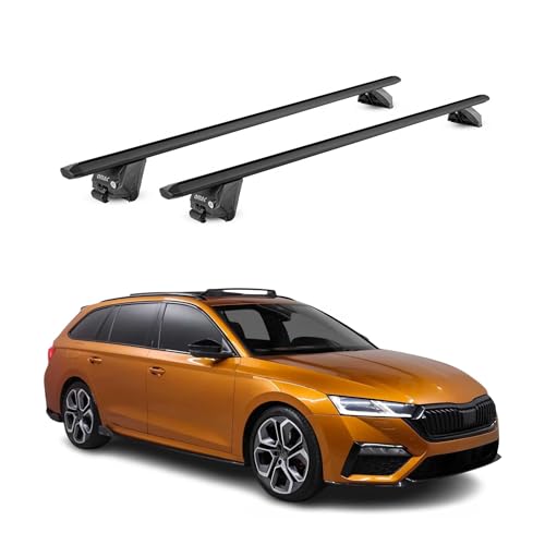 OMAC Barres de Toit Aluminium certifiées TÜV pour Skoda Octavia IV Break 2020-2026 – pour Rails de Toit intégrés – Rainure en T – Charge Max 100 kg...