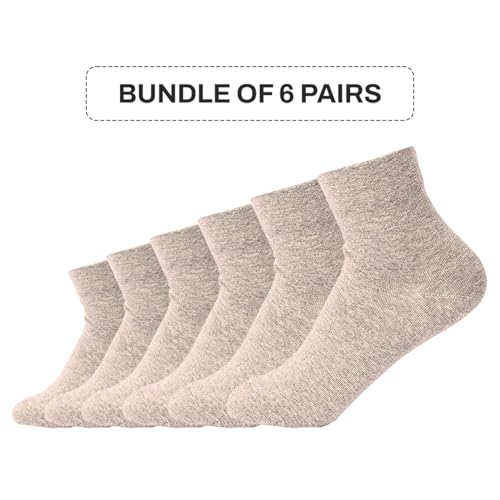 Image of Women's Diabetic Socks - 6 Pairs, Non-Binding, Soft Cotton, Comfort Fit, Breathable & Trendy, Made in Korea, Size 5-9