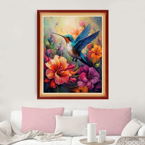 Image of Dimxvean Stamped Cross Stitch Kits,Cross Stitch Kits for Adults Beginners,Embroidery Kits Full Range of Cross Stitch Stamped Kits Needlepoint Kits Cross Stitch Patterns-Hummingbirds 16x20 inch