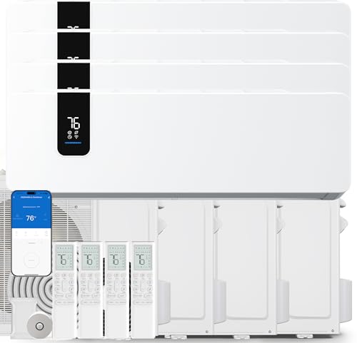 Image of YITAHOME 48000 BTU Mini Split AC /Heating System 20 SEER2 12000 BTU * 4 Set | WiFi Enabled 115V Multi Zone Ductless Air Conditioner with 4 Outdoor Units,Enable Different Modes Simultaneously