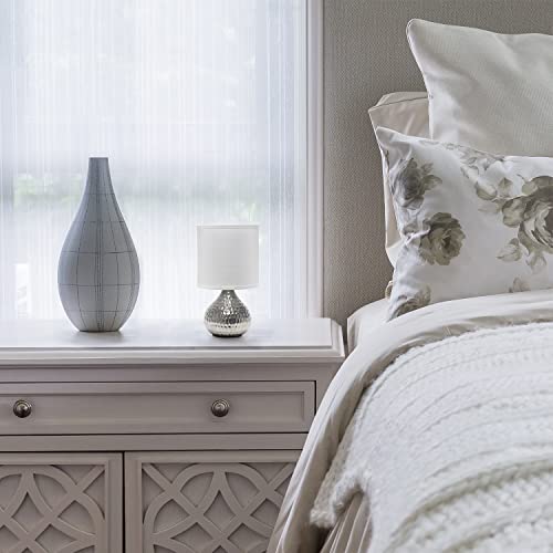 Simple Designs Lt2073-Svw Mini Hammered Texture Silver Drip Table Lamp With White Shade #TOP5