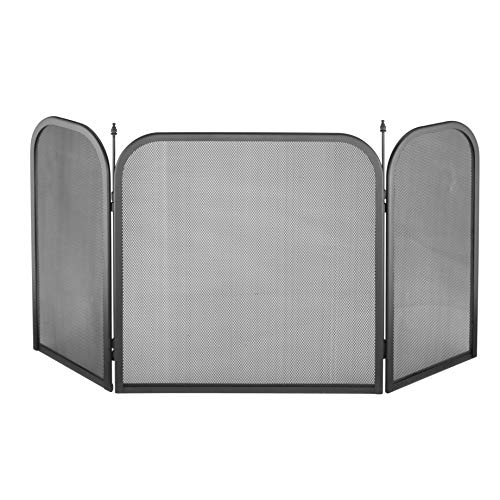 Spetebo Kamin Funkenschutz für offene Kamine - 98 cm x 50 cm aus Metall - Funkenschutzgitter Kamingitter Kaminfunkenschutzgitter