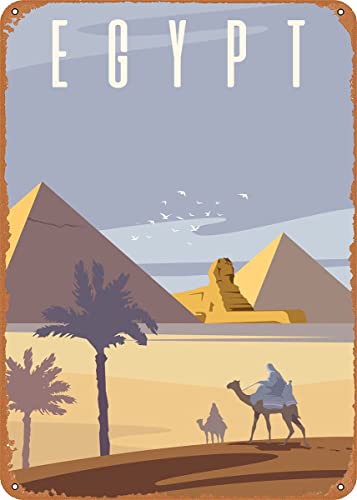 KTYWZ Plaque de voyage en métal Égypte, affiche en métal, ville, paysage, vintage, décoration murale, 15 x 30 cm