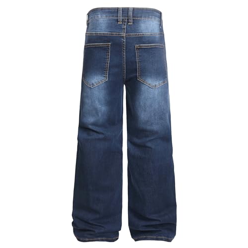 Image of QIMYUM Men's Wide-Leg Baggy Flex Jeans Relaxed Loose Fit Long Denim Pants