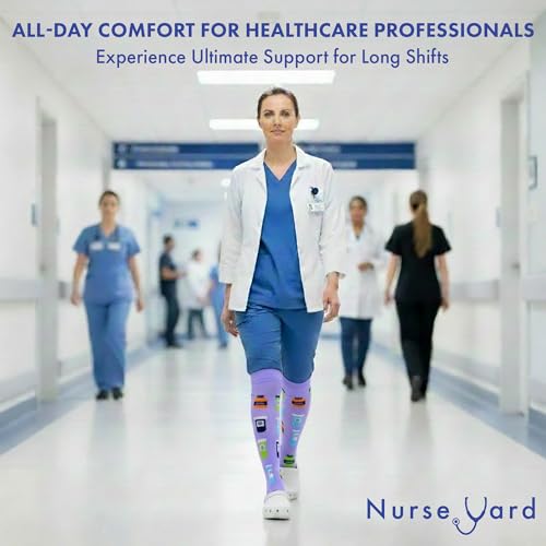 Image of Nurse Yard Compression Socks for Nurses - Women & Men - 20-30mmHg Graduated Compression, For Medical Staff, Athletes - 1 Pair