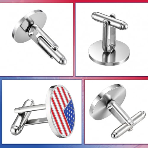 Image of Newcotte 5 Pairs Cufflinks for Men Round Silver Cufflinks Mens Classic Stainless Steel Cuff Links Set for Wedding Gifts