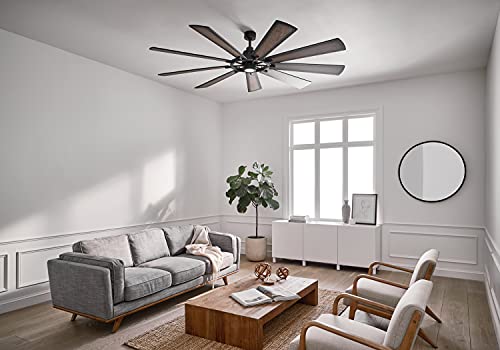 Kichler Gentry Xl 85" Ceiling Fan With Lights, 1-Light Led, 3000K, 9 Blade Modern Industrial Fan In Distressed Black, (85" W X 16.5" H), 300285Dbk #TOP2