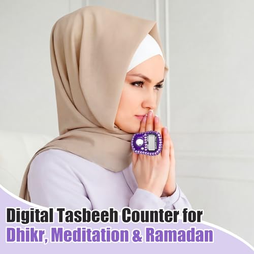Image of Simgoing Electronic Finger Clicker Counter, Rhinestones Tally Tasbeeh Counter Gifts for Prayer Islamic Golf Counting Goods Lap Knitting Bling Accessories