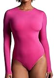 IUGA Long Sleeve Bodysuits for Women Crew Neck Body suit Women's Slimming Basic Tummy Control Bodysuit Tops