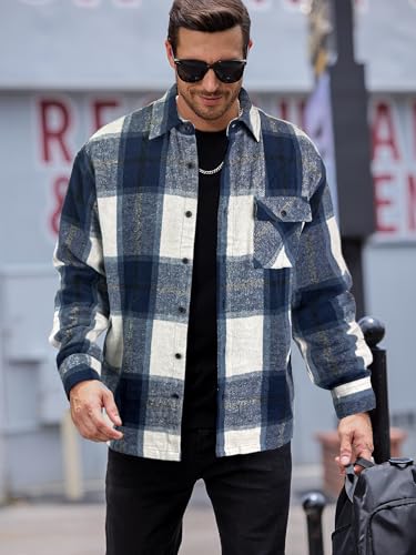 Image of JEMLDL Mens Flannel Plaid Shirts Jackets