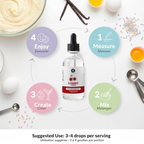 Image of Dolce Flav Natural Cherry Extract - 2 oz Water-Soluble Pure Cherry Flavoring Drops for Baking, Drinks & Desserts | Highly Concentrated | Sugar Free | Allergen Free | Made in USA