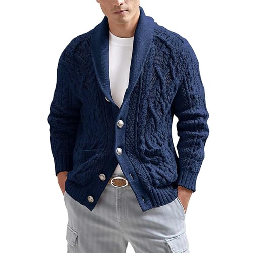 Pull col châle homme ouvert anti-froid en maille torsadée pour la saison