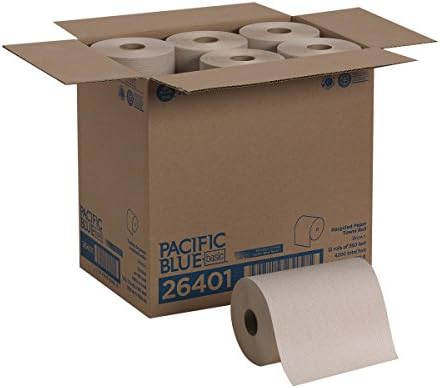 Georgia-Pacific Blue Basic Recycled Paper Towel Roll (Previously Branded Envision) by PRO , Brown, 26401, 350 Feet Per Roll, 12 Rolls Per Case