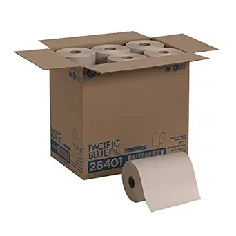 Georgia-Pacific Blue Basic Recycled Paper Towel Roll (Previously Branded Envision) by PRO , Brown, 26401, 350 Feet Per Roll, 12 Rolls Per Case