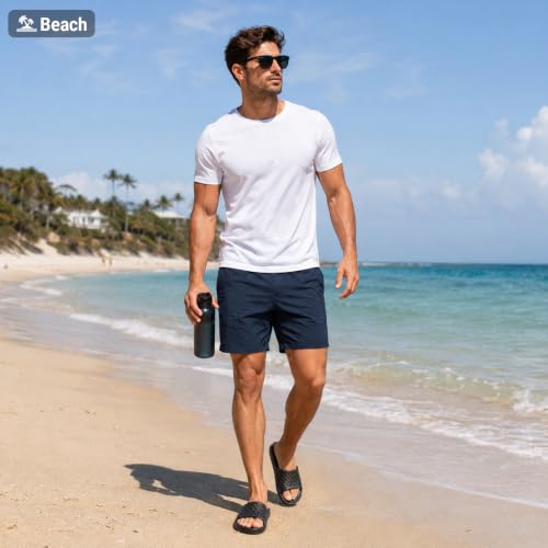 Image of Aoowoll Mens Shower Shoes With Holes Dry Quickly Bath Slippers Womens Non Slip Indoor Home Bedroom Pool Spa Guest College Dorm