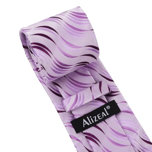Image of Alizeal Mens 3.15'' Gradient Novelty Pattern Tie Set with Pocket Square Casual Color Tie Set