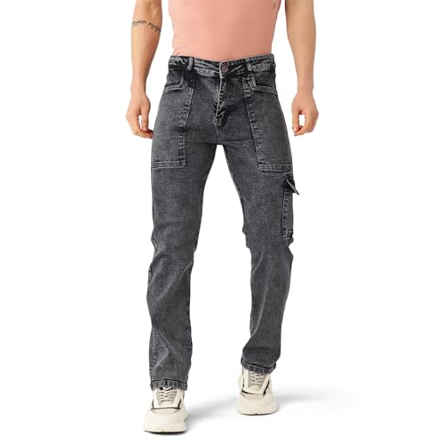 Image of PARIS HAMILTON Men Relaxed Fit Colorblocked Distressed Two Tone Stretchable Denim Jeans