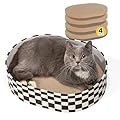 Conlun Cat Scratcher Box with 4 Cat Scratching Board Reversible Cat Scratch Pad, Heavy Duty Corrugated Cardboard Cat Scratchers for Indoor Cats, Cat Bed Lounger Protects Furniture,Kittens Gifts-Large
