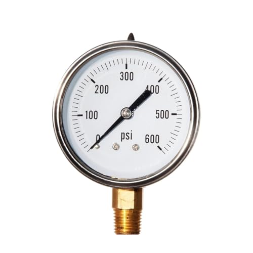 Manomètre 0-600 PSI avec boîtier robuste en acier inoxydable de 2,5 pouces