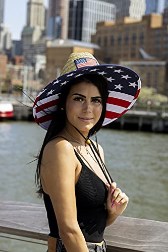 Image of Printed Pattern Straw Sun Hat