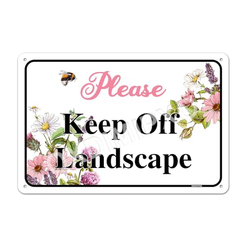 Please Keep Off Landscape Sign, Colorful Flower Pattern Aluminum Plaque Plate Yard Decor Metal Lawn Signs 12x8 Inches