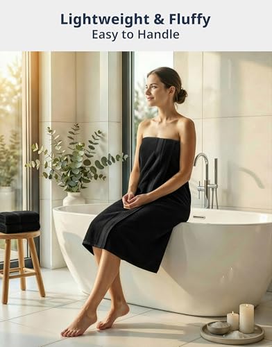 Image of Lane Linen Luxury Bath Towels Set - 12 Piece Set, 100% Cotton, Zero Twist, Quick Dry Shower Towel, Absorbent Towel, Super Soft, 4 Bath Towels, 4 Hand Towels, 4 Wash Cloths - Black