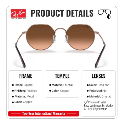 Image of Ray-Ban RB3565 JACK Square-Round Shaped Sunglasses for Men & Women with Official RAYBAN Eyewear Kit