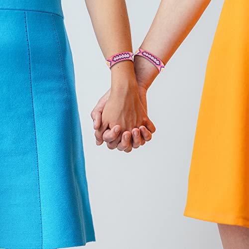 Akfsinsb Embroidered Braided Friendship Wrap Bracelets, Adjustable Friendship Couples Pink Bracelets For Women Girls Valentine's Day Gift #TOP2