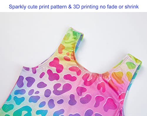 Rainbowsnow Leotards For Girls Gymnastics Size 5-6 Years Old Sleeveless Tank Sparkly Cheetah Gym Biketard #TOP3