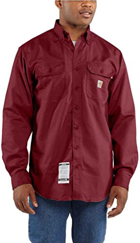 Carhartt Men's Big-Tall Flame Resistant Classic Twill Shirt, Dark Crimson, Large Tall