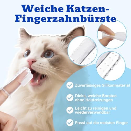 Oivolii Zahnpasta Katze mit Thunfischgeschmack (30g) und 2 Zahnbürsten | Katzen Zahnpflege Set | Sanfte Formel, frischer Atem und gut für die Zähne