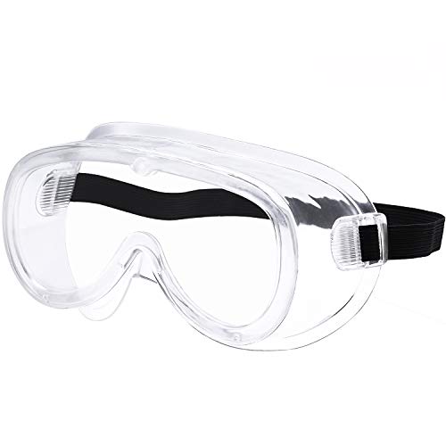 CARFIA Safety Goggles Over Glasses for Home & Workplace, UV400 Clear Anti-Fog Impact Resistant Wrap-Around Lens