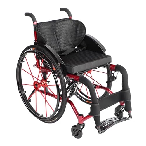 Silla de ruedas deportiva y de ocio para personas con discapacidad, manual, autopropulsada, ligera, plegable, de aleación de aluminio, con frenos de mano y ruedas traseras de liberación rápida (anch