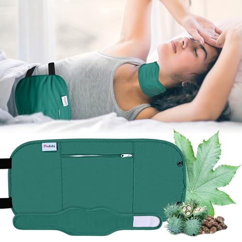 Image of 2 Pcs Castor Oil Pack Wrap, Castor Oil Compress for Liver Detox, Insomnia, Constipation Green