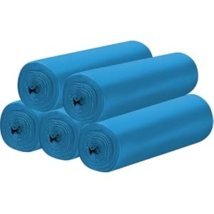5 Rolls Small Trash Garbage Bags, 4 Gallon 100 Counts (Blue)