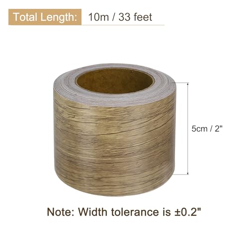 Image of uxcell Wood Grain Tape, 2 inch x33 Ft Self Adhesive Wood Grain Repair Patch for Baseboards, Doors, Floor Repair, Furniture Home Decor Yellow Teak