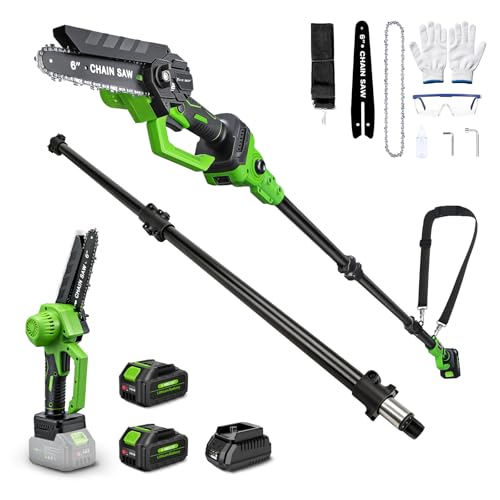 Image of 6Inch Mini Chainsaw with Extension Pole, 2-in-1 Pole Saw for Tree Trimming