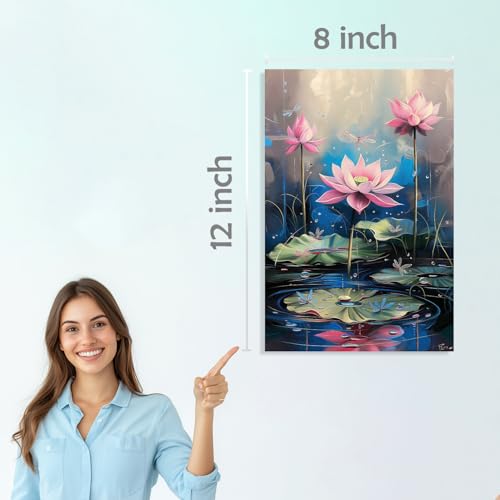 Image of SiddArtify Serene Lotus Flowers and Dragonflies Art Print Set - 300GSM Board - 8x12 Inch - Pack of 6 Wall Room Decoration art Poster Prints