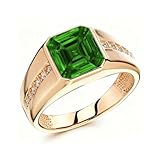 FYBIOD 10K 14K 18K Gold Men's 4 Carat Emerald Engagement Ring Asscher Cut Emerald Wedding Pinky Ring for Men Size 3-16